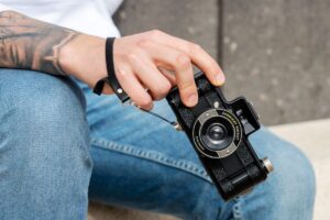 Black Leather Wrist Strap